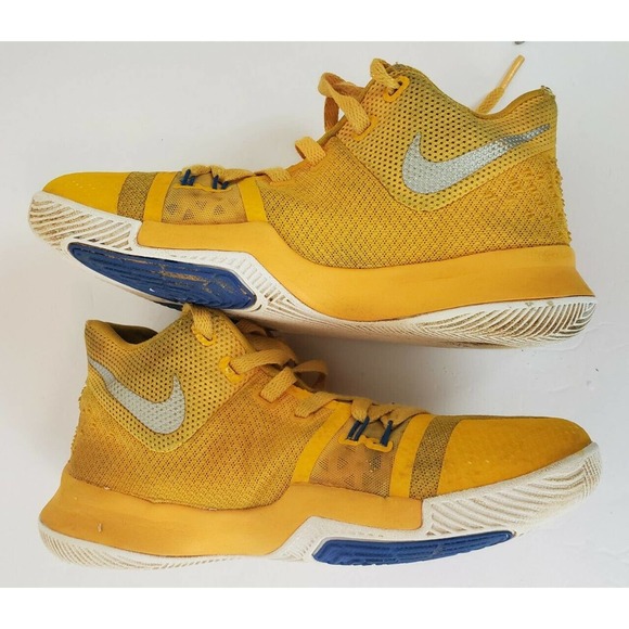 Nike Kyrie 3 Mac and Cheese 6Y Yellow Nike Logo Style 859466-791 Blue Trim - Picture 1 of 10